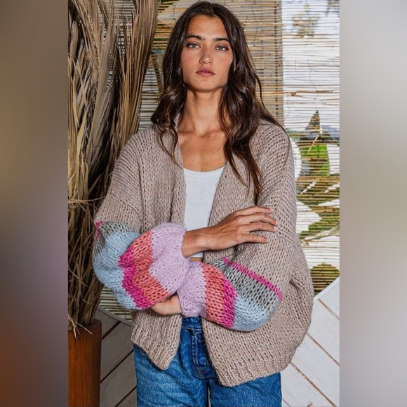 Saltwater Luxe Cream and Pink Cardigan Sweater - Picture 1 of 6